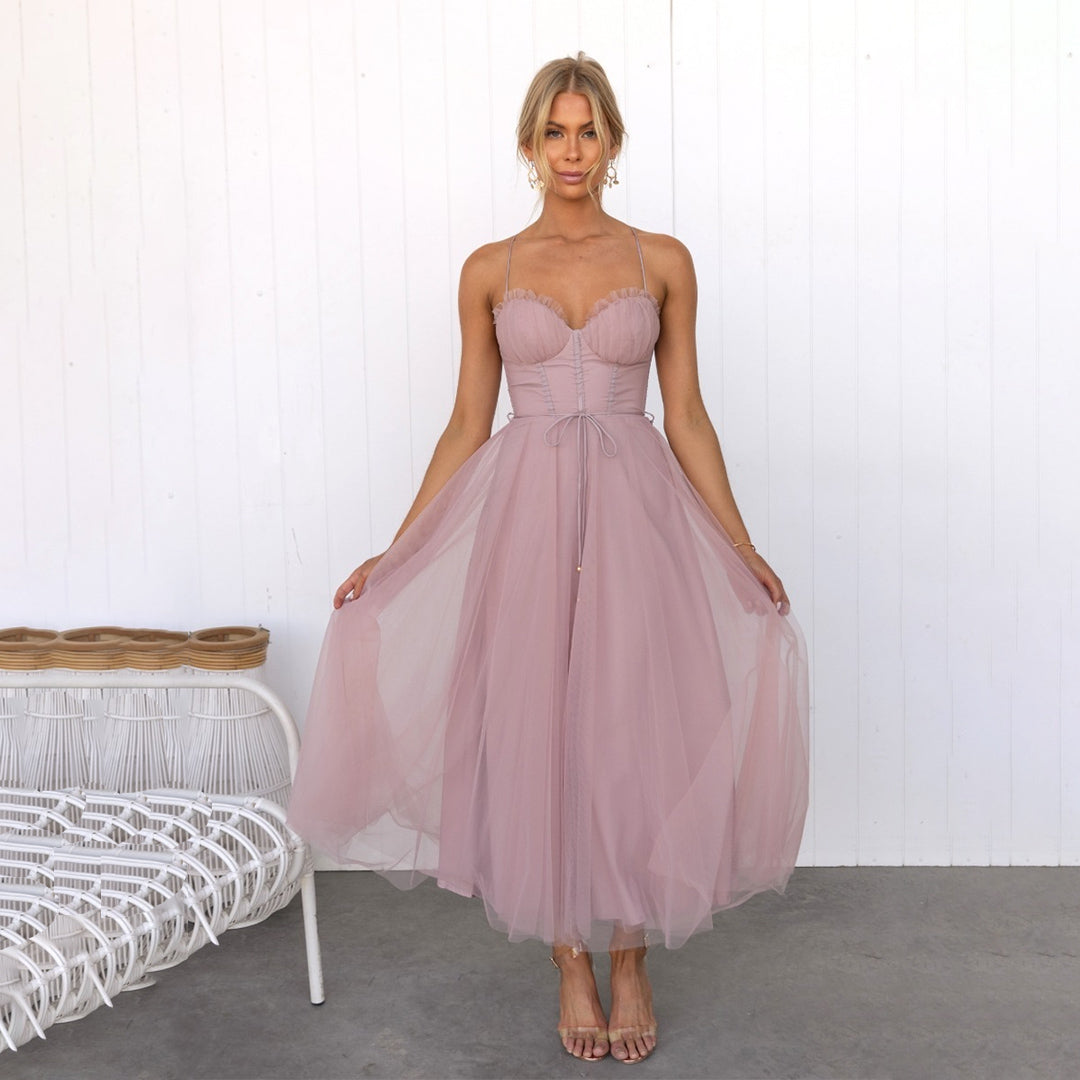 Damen Tüllkleid – Romantisches elegantes Kleid für Hochzeit, Feier & Anlass
