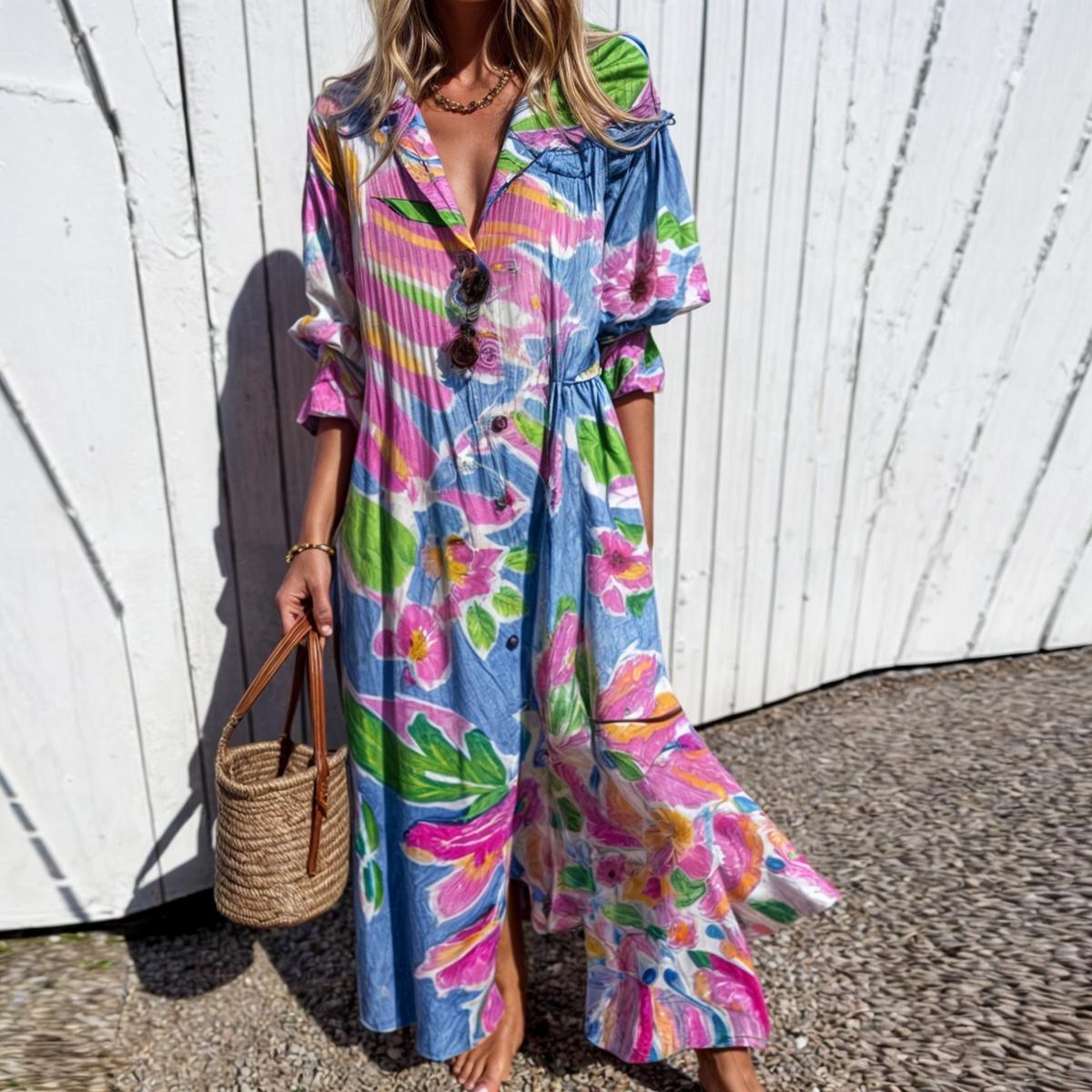 Noelia - Maxikleid mit Kreismuster