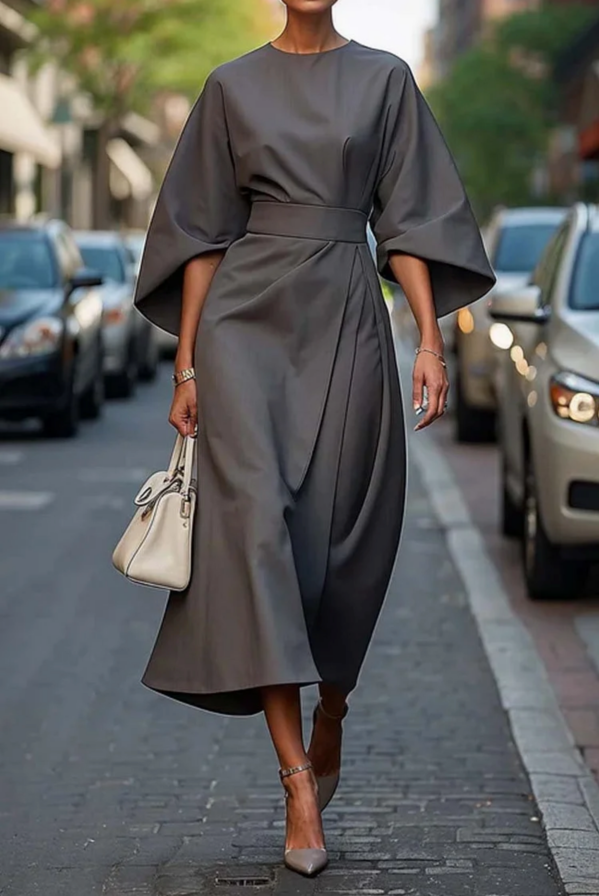 Clarie - Elegantes Midikleid mit Gürtel