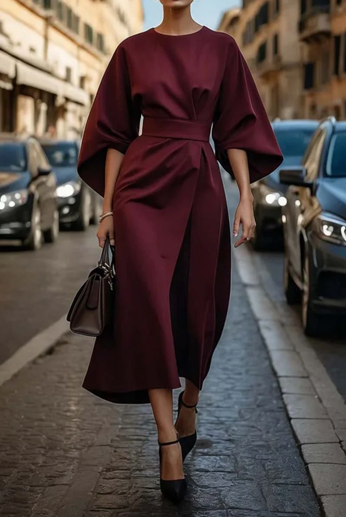 Clarie - Elegantes Midikleid mit Gürtel