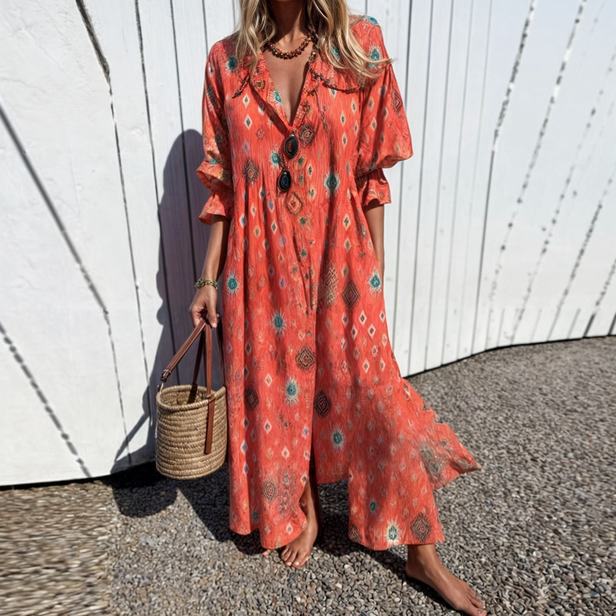 Noelia - Maxikleid mit Kreismuster
