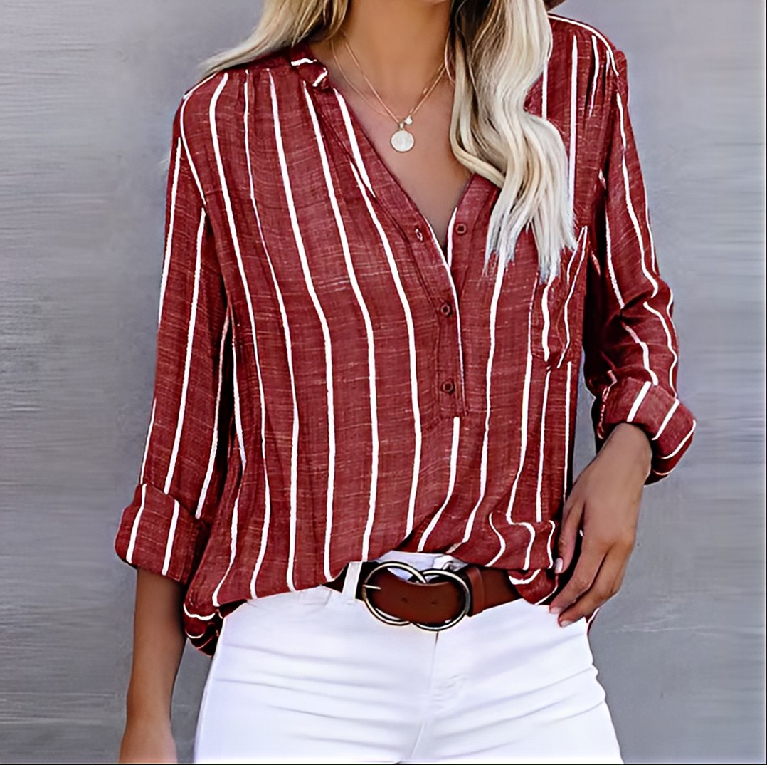 Ashley - Gestreifte Bluse mit Knopfleiste