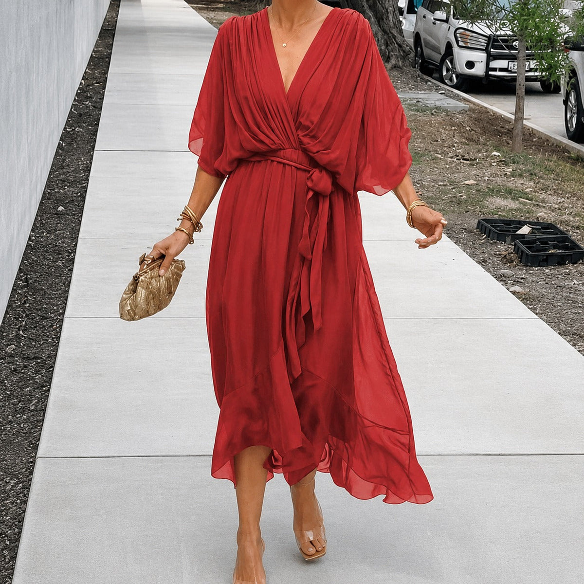 Loisa - Lockeres Kleid mit V-Ausschnitt
