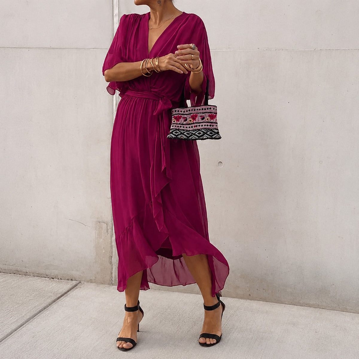 Loisa - Lockeres Kleid mit V-Ausschnitt