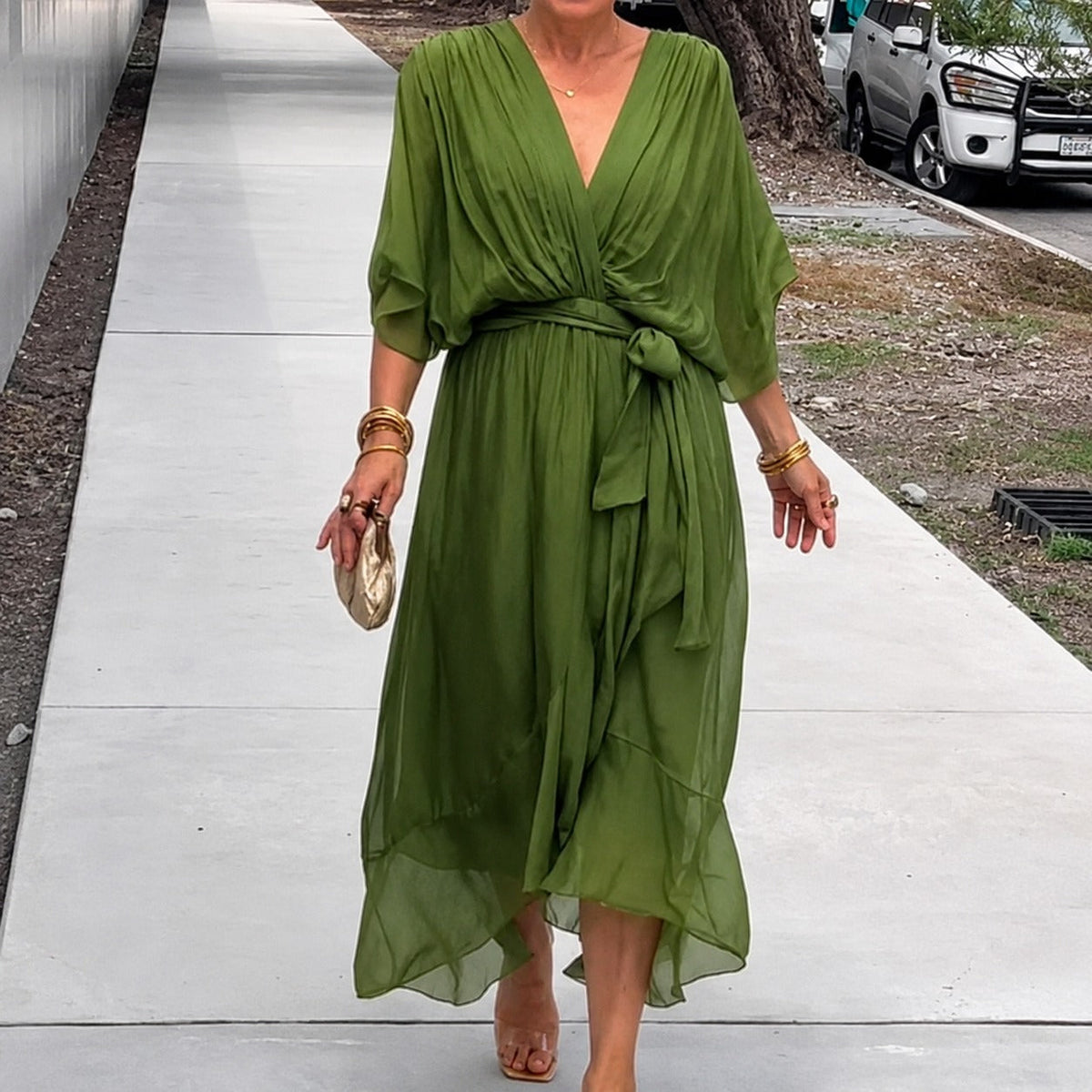 Loisa - Lockeres Kleid mit V-Ausschnitt