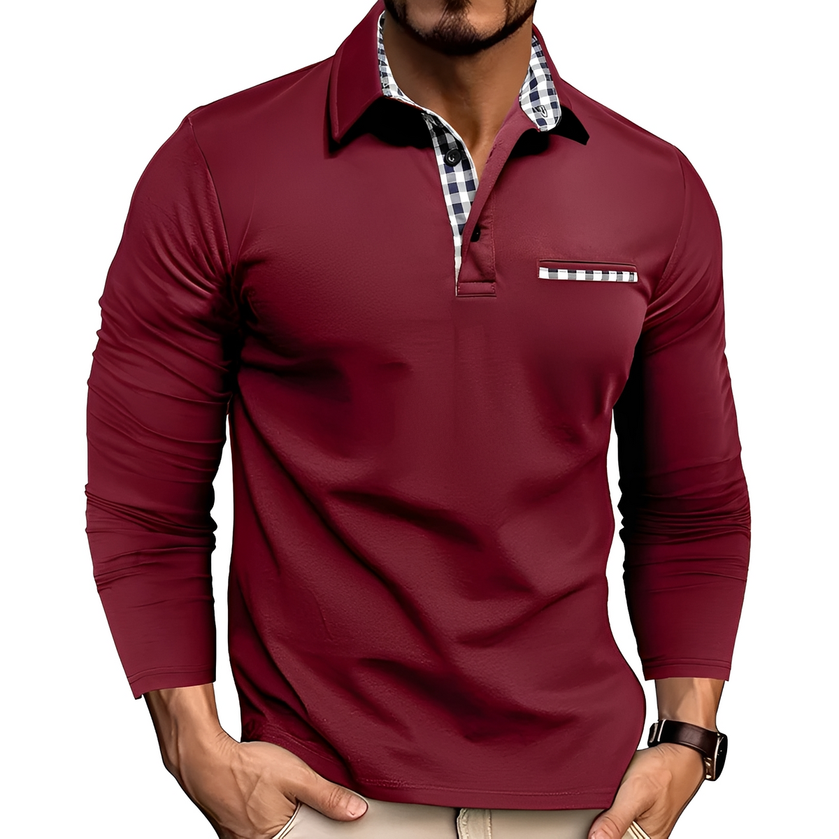 Charel - Haltbares Langarm-Poloshirt