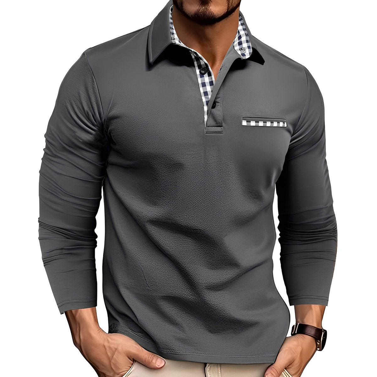 Charel - Haltbares Langarm-Poloshirt