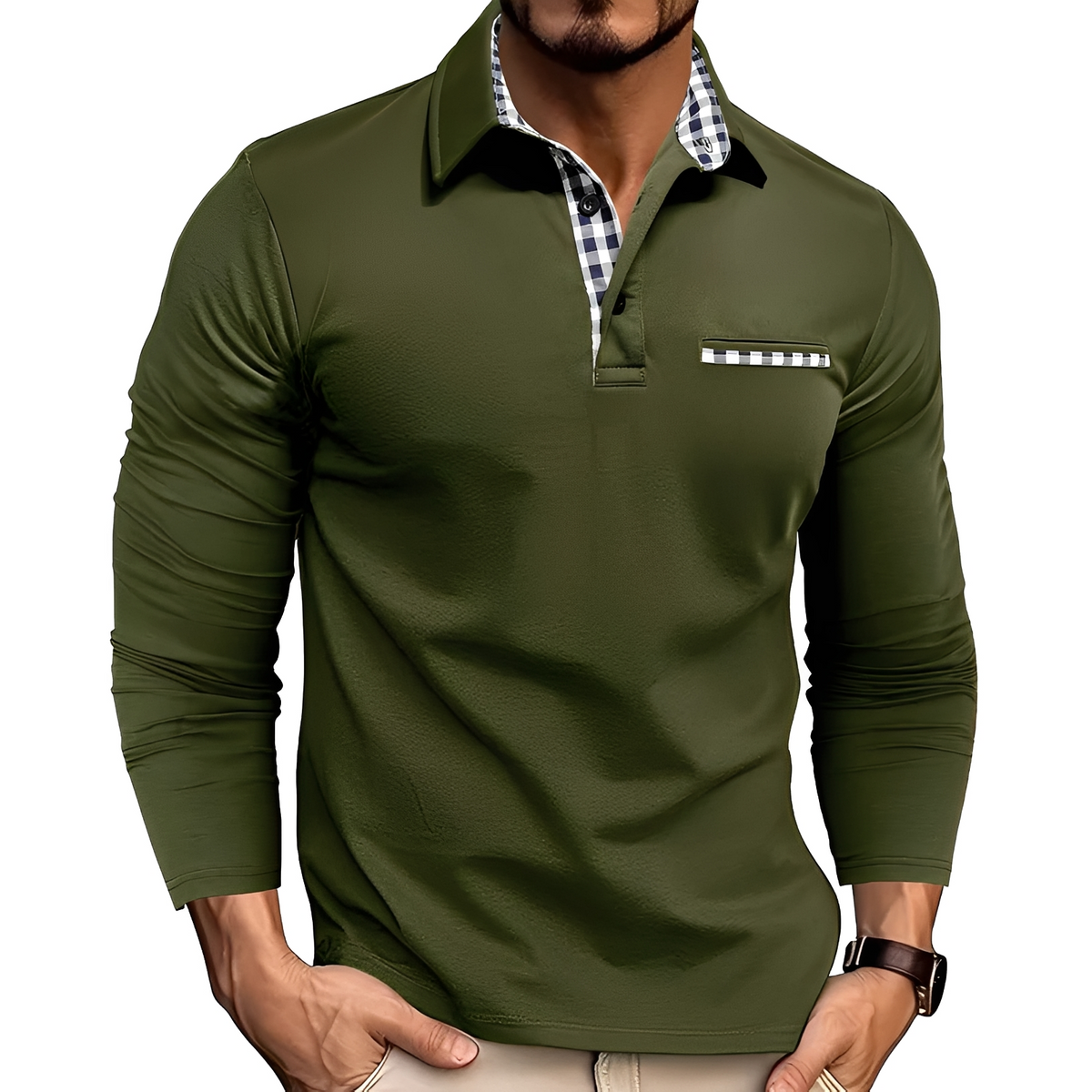 Charel - Haltbares Langarm-Poloshirt