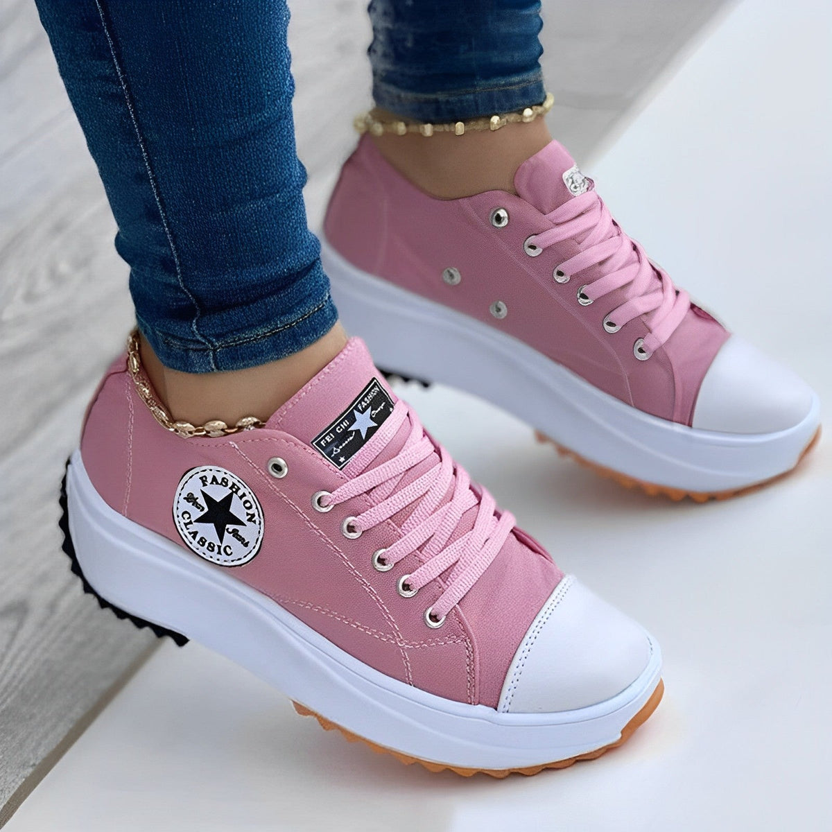 Leinenschuhe - Modische Damen Sneakers