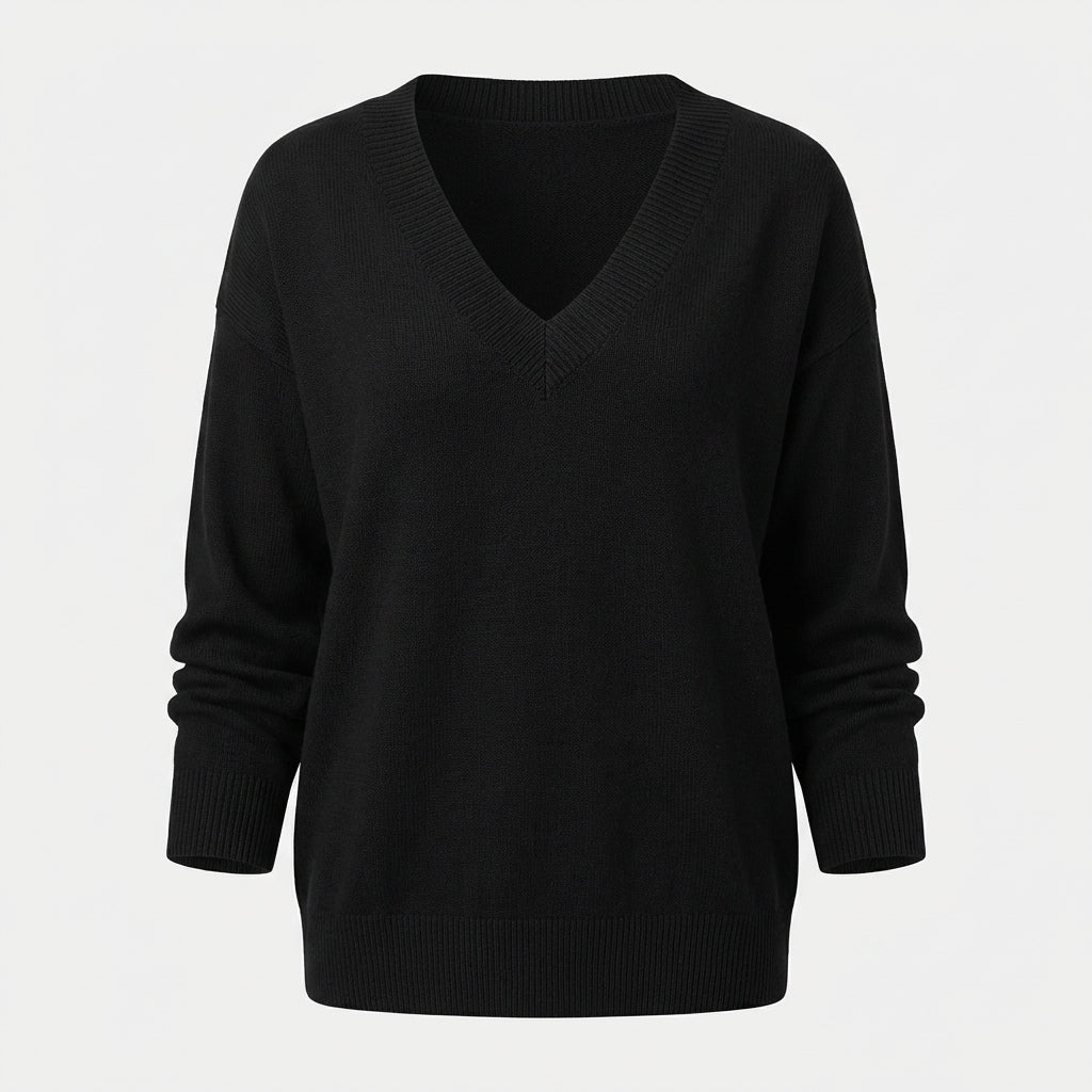 Herbst - Chic und gemütlicher Pullover mit V-Ausschnitt