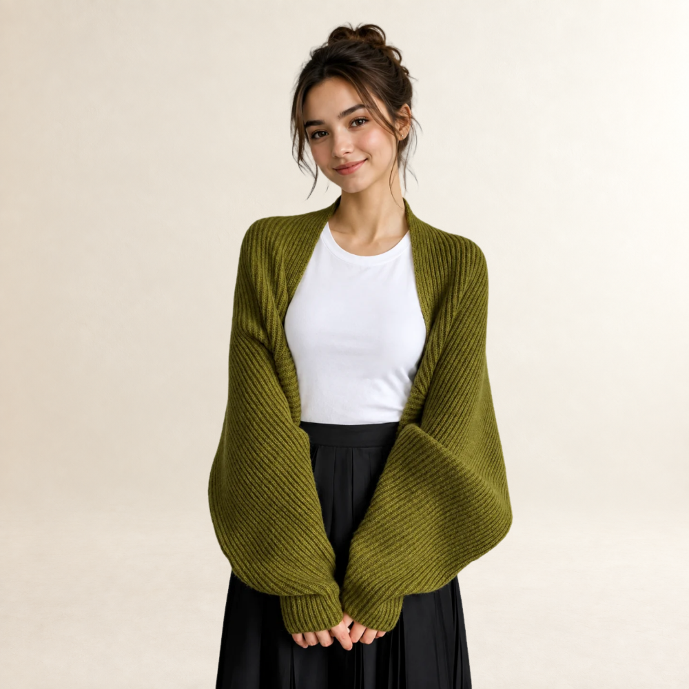 Damen Cardigan Offenfront Rippenmuster Langarm lockerer Schnitt