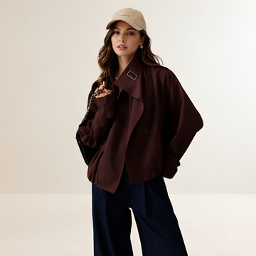 Damen Trenchcoat Oversized Schnitt Langarm - Doppelreihig