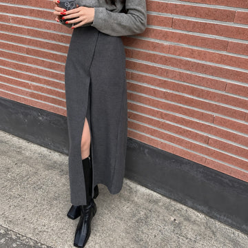 Damentaille Maxi Rock mit hohem Bund und Schlitzdetail
