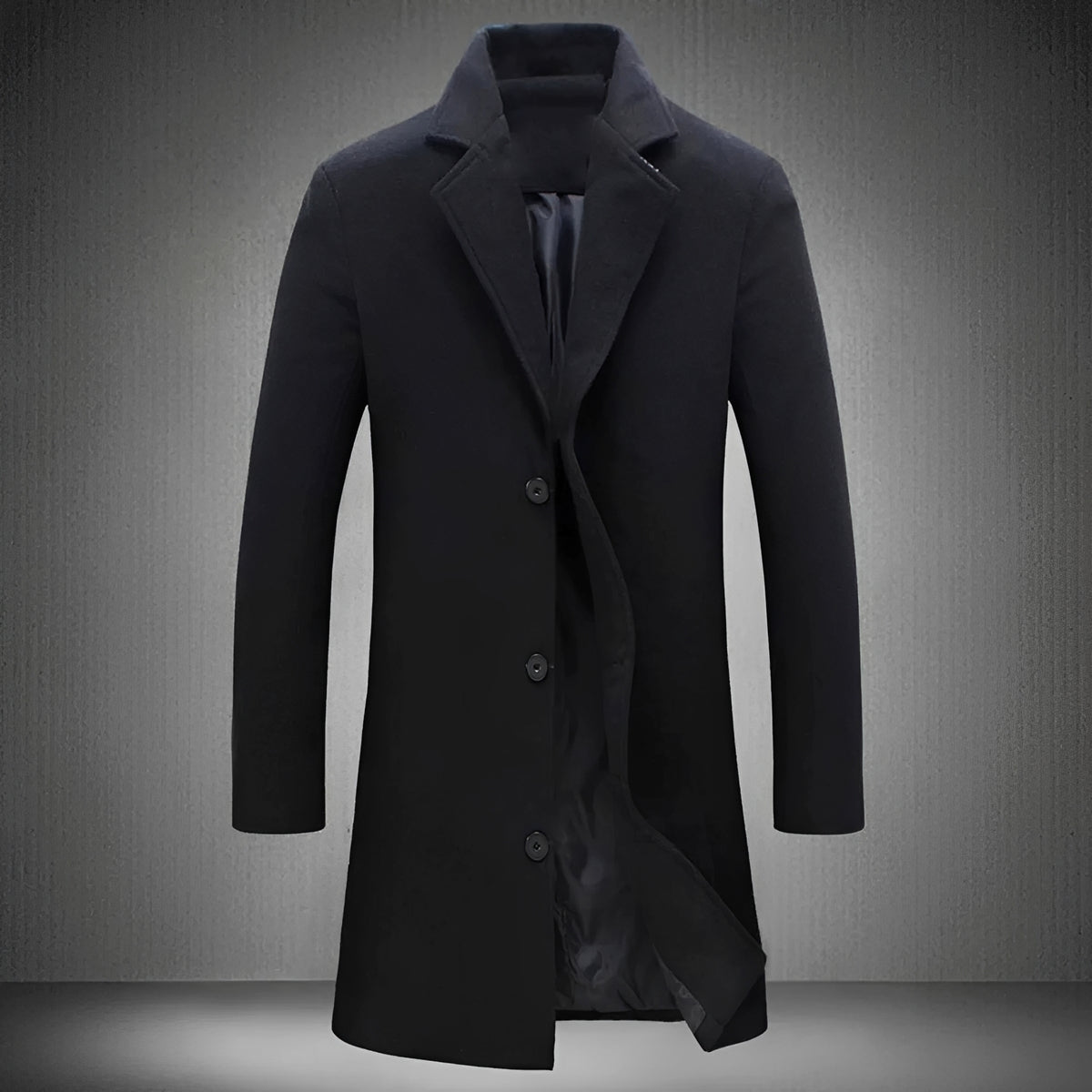 Herren Mantel - Klassischer Revers, Knopfverschluss, Seitentaschen, Regular Fit