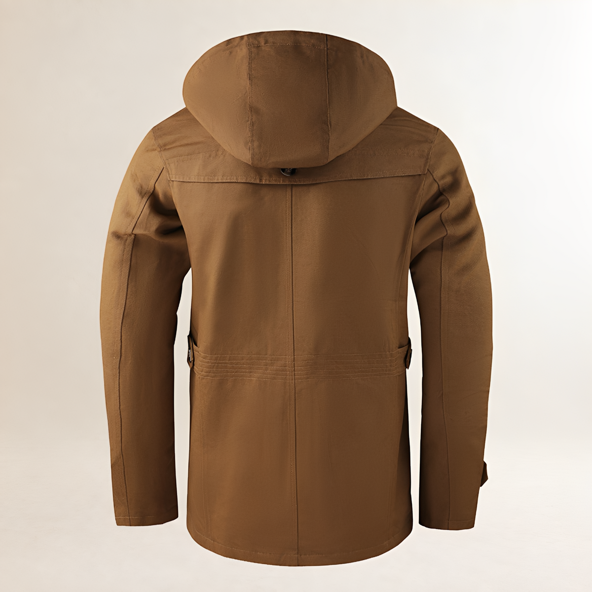 Herrencoat mit Kapuze, Knopfverschluss und mehreren Taschen - Langarm, reguläre Passform