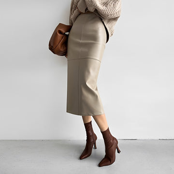 Midi Rock Damen Hoch Taille Schlank Passform Panel Design