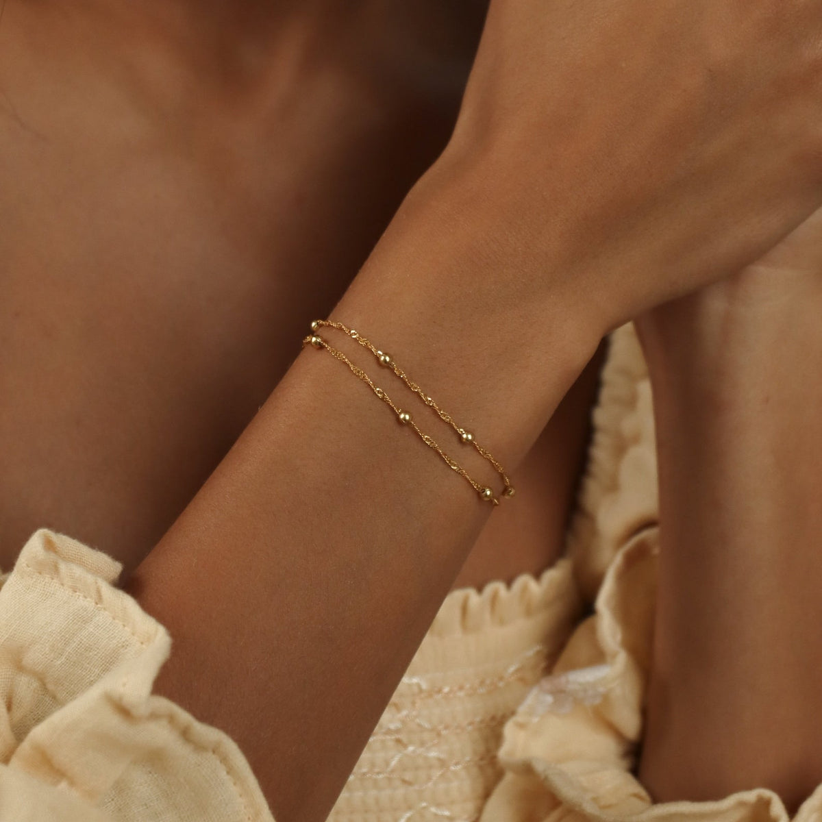 Doppelkette mit Ripple-Perlen - Schichtenarmband