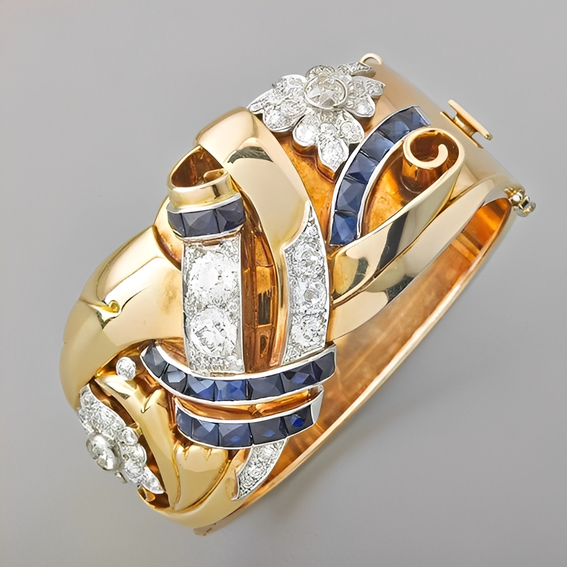 Mireille – vintage Ring aus Gold und blauem Zirkon