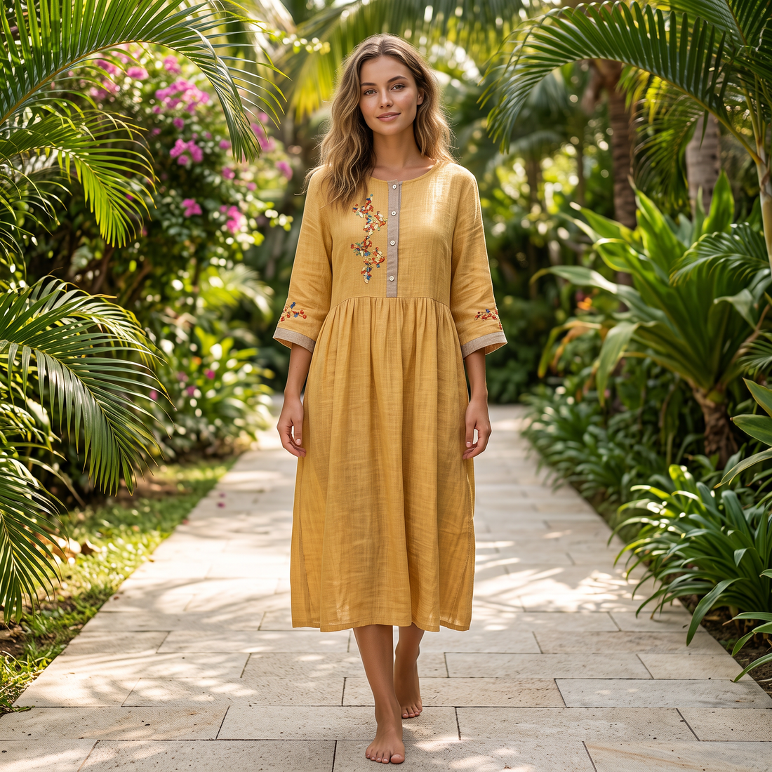 Laura - Angenehmes Boho-Kleid mit Akzenten