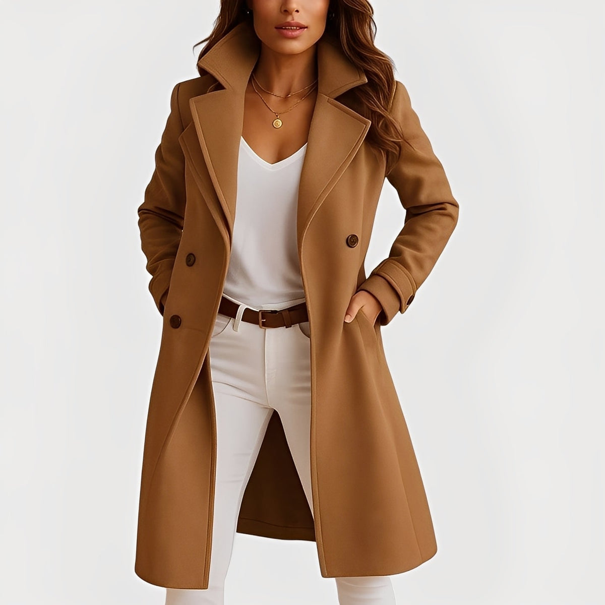Camille - Eleganter Damenmantel mit Taschen