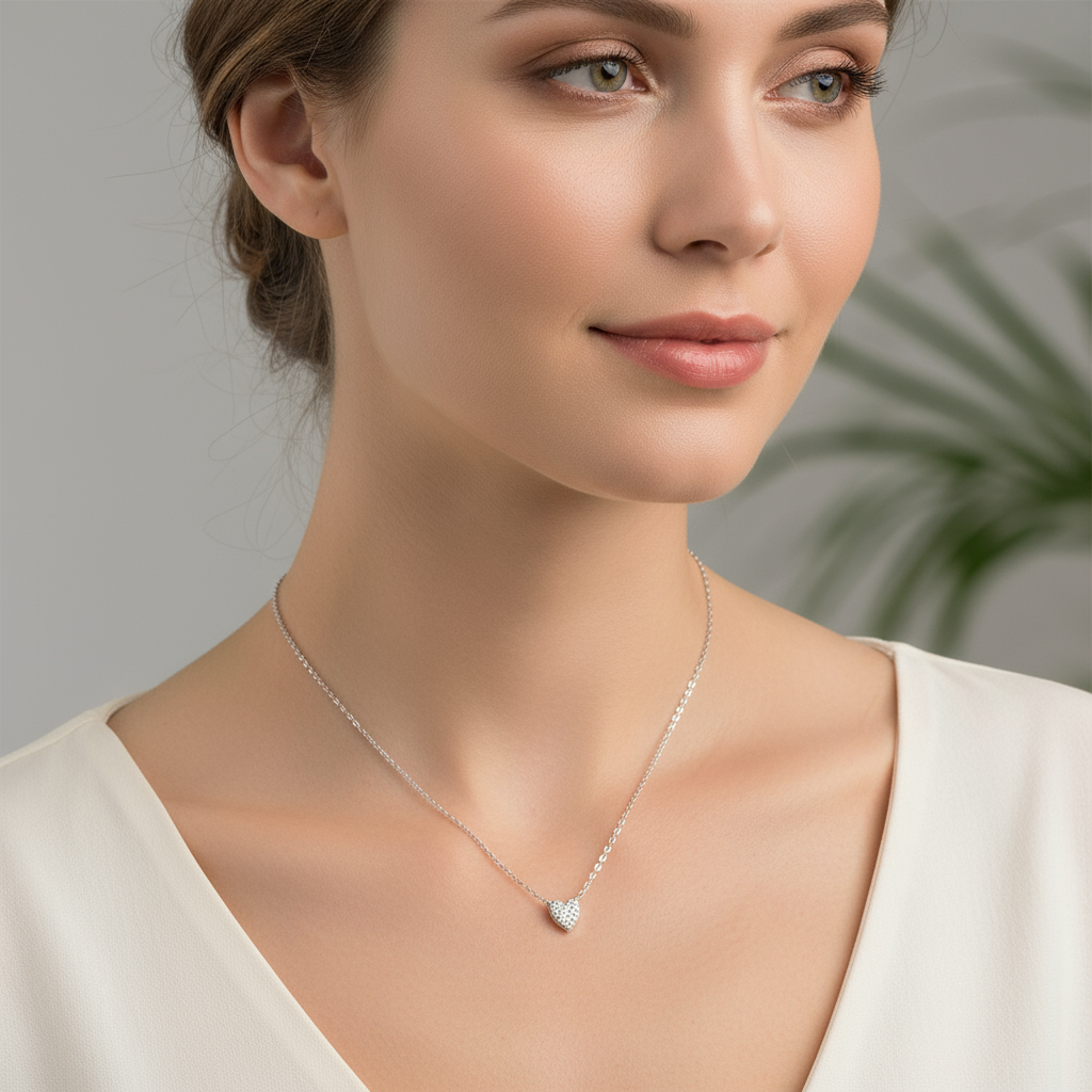 Juliet – Herz-Halskette aus 925er Sterlingsilber mit Diamant